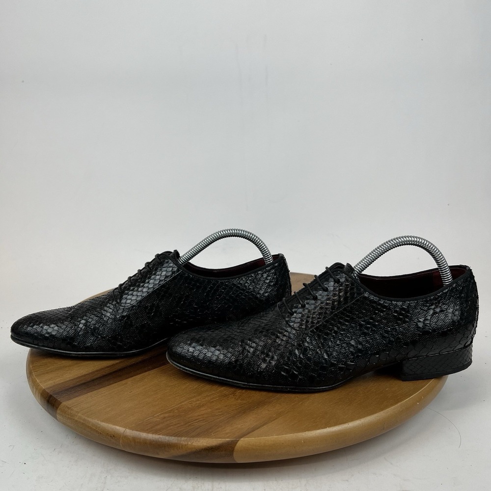 Mens Louis Vuitton Compass Noir‎ Black Python Dress Shoes Oxfords Size 6.5 N GUC - Picture 2 of 12